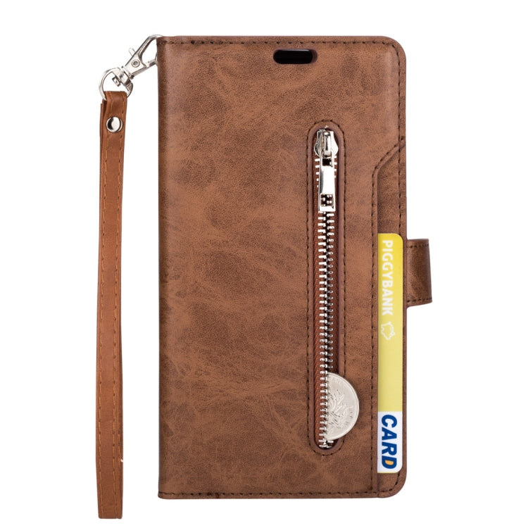 For iPhone X / XS Multifunctional Zipper Horizontal Flip Leather Case with Holder & Wallet & 9 Card Slots & Lanyard