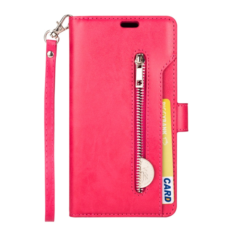 For iPhone X / XS Multifunctional Zipper Horizontal Flip Leather Case with Holder & Wallet & 9 Card Slots & Lanyard