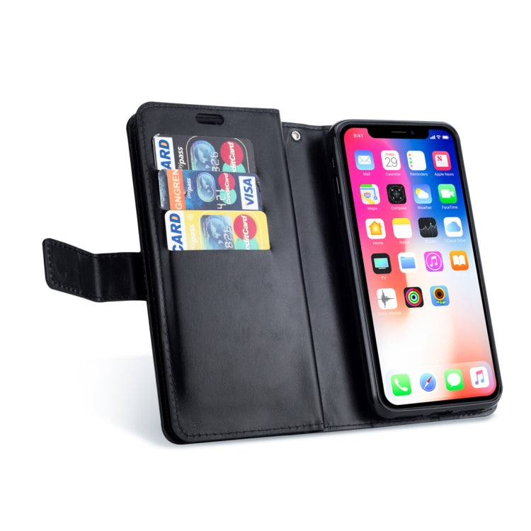 For iPhone XS Max Multifunctional Zipper Horizontal Flip Leather Case with Holder & Wallet & 9 Card Slots & Lanyard