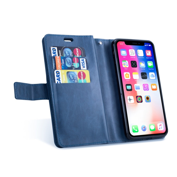 For iPhone XS Max Multifunctional Zipper Horizontal Flip Leather Case with Holder & Wallet & 9 Card Slots & Lanyard