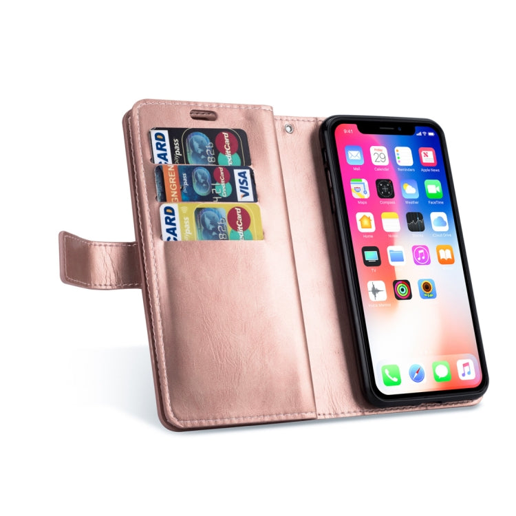 For iPhone XS Max Multifunctional Zipper Horizontal Flip Leather Case with Holder & Wallet & 9 Card Slots & Lanyard