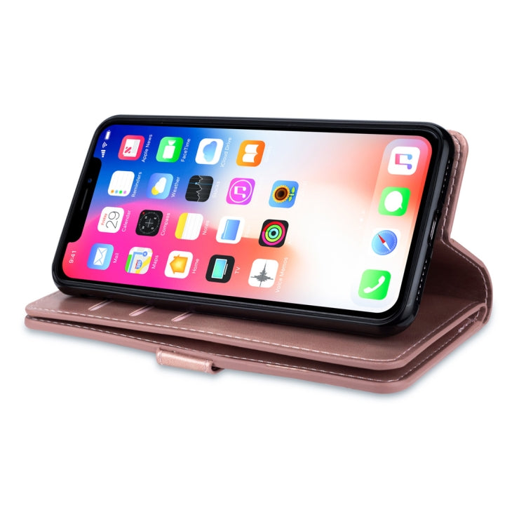 For iPhone XS Max Multifunctional Zipper Horizontal Flip Leather Case with Holder & Wallet & 9 Card Slots & Lanyard