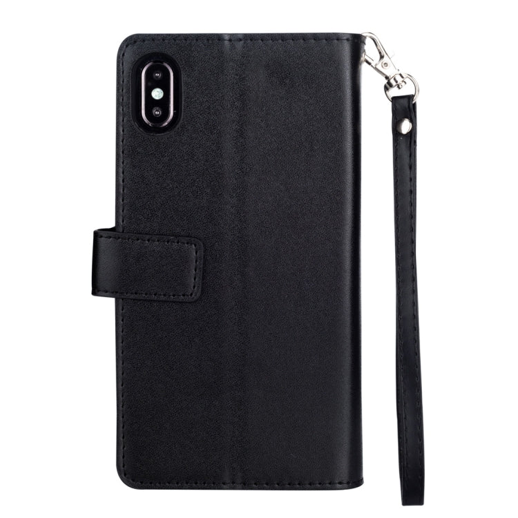 For iPhone XR Multifunctional Zipper Horizontal Flip Leather Case with Holder & Wallet & 9 Card Slots & Lanyard