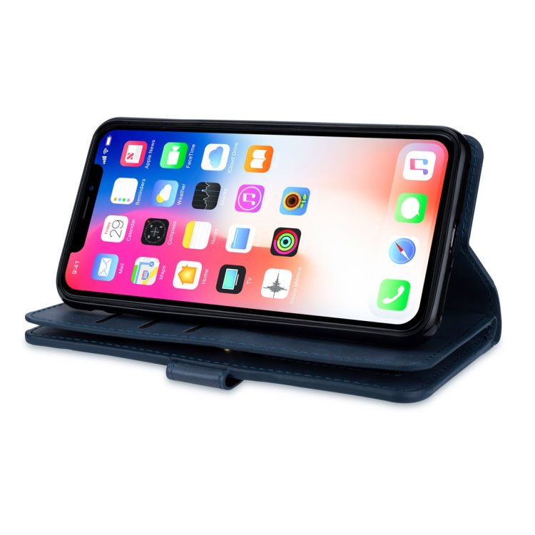 For iPhone XR Multifunctional Zipper Horizontal Flip Leather Case with Holder & Wallet & 9 Card Slots & Lanyard