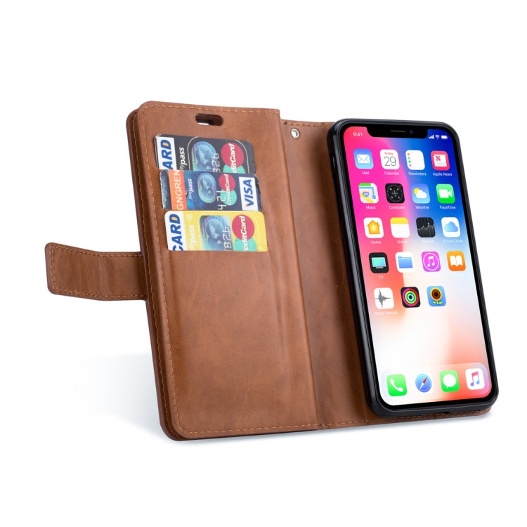For iPhone XR Multifunctional Zipper Horizontal Flip Leather Case with Holder & Wallet & 9 Card Slots & Lanyard