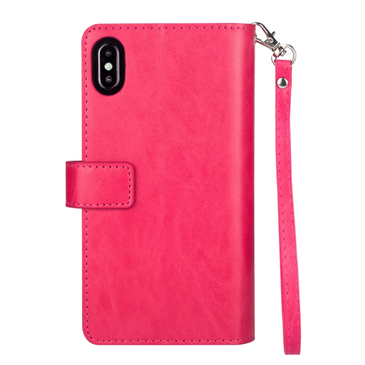 For iPhone XR Multifunctional Zipper Horizontal Flip Leather Case with Holder & Wallet & 9 Card Slots & Lanyard