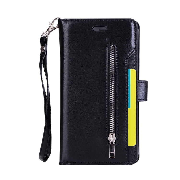 For iPhone 8 Plus & 7 Plus Multifunctional Zipper Horizontal Flip Leather Case with Holder & Wallet & 9 Card Slots & Lanyard