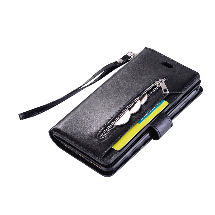 For iPhone 8 Plus & 7 Plus Multifunctional Zipper Horizontal Flip Leather Case with Holder & Wallet & 9 Card Slots & Lanyard