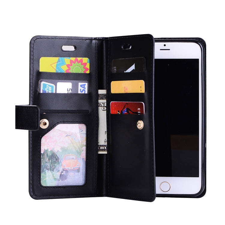 For iPhone 8 Plus & 7 Plus Multifunctional Zipper Horizontal Flip Leather Case with Holder & Wallet & 9 Card Slots & Lanyard