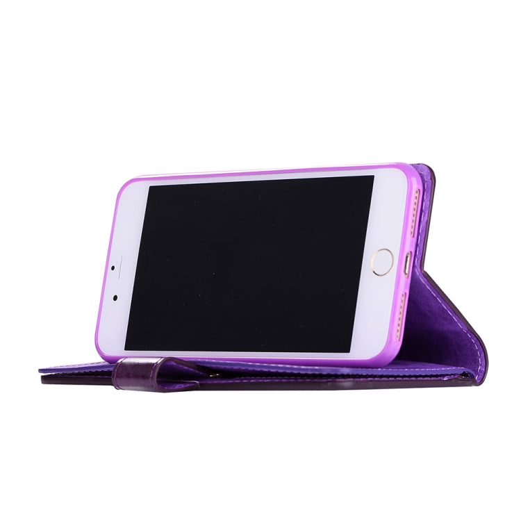 For iPhone 8 Plus & 7 Plus Multifunctional Zipper Horizontal Flip Leather Case with Holder & Wallet & 9 Card Slots & Lanyard