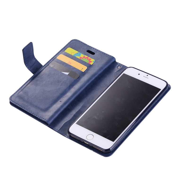 For iPhone 8 Plus & 7 Plus Multifunctional Zipper Horizontal Flip Leather Case with Holder & Wallet & 9 Card Slots & Lanyard