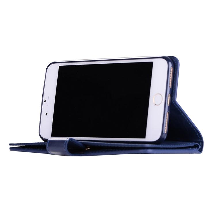 For iPhone 8 Plus & 7 Plus Multifunctional Zipper Horizontal Flip Leather Case with Holder & Wallet & 9 Card Slots & Lanyard