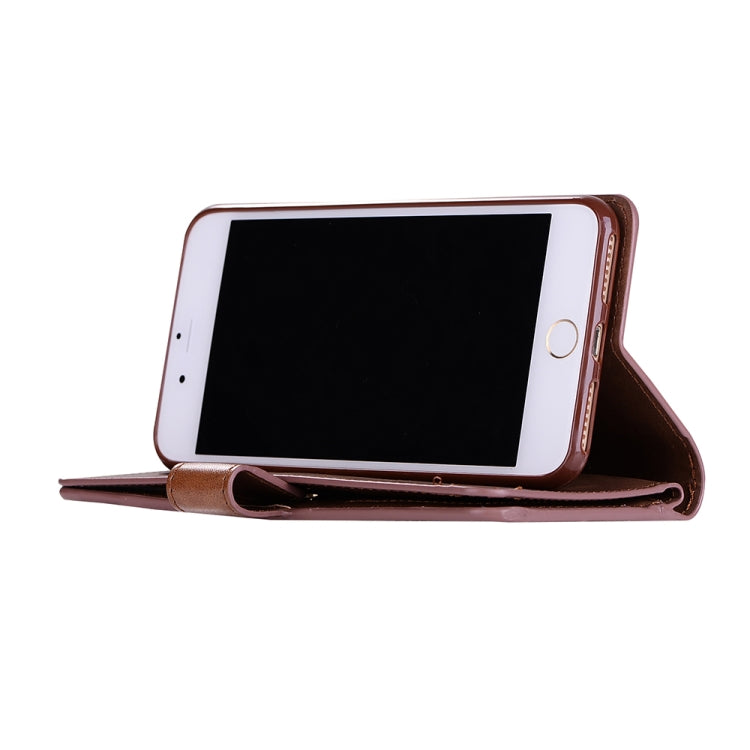 For iPhone 8 Plus & 7 Plus Multifunctional Zipper Horizontal Flip Leather Case with Holder & Wallet & 9 Card Slots & Lanyard