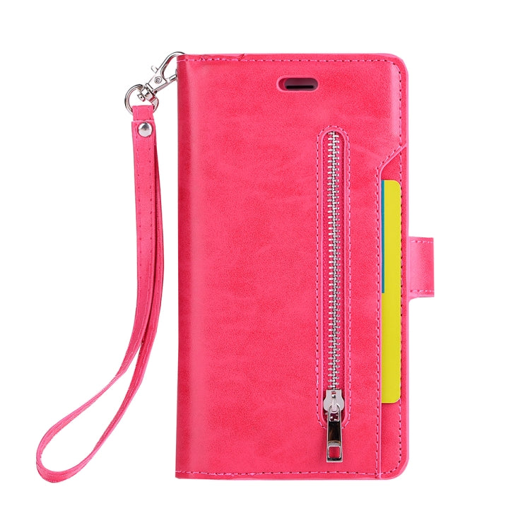 For iPhone 8 Plus & 7 Plus Multifunctional Zipper Horizontal Flip Leather Case with Holder & Wallet & 9 Card Slots & Lanyard