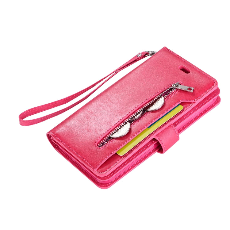 For iPhone 8 Plus & 7 Plus Multifunctional Zipper Horizontal Flip Leather Case with Holder & Wallet & 9 Card Slots & Lanyard