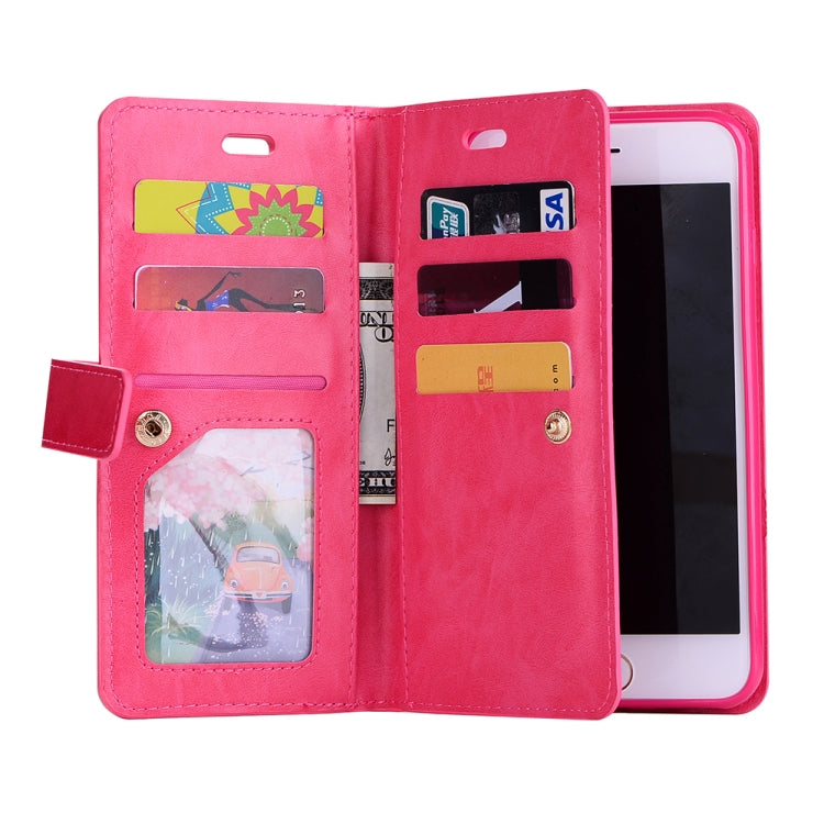 For iPhone 8 Plus & 7 Plus Multifunctional Zipper Horizontal Flip Leather Case with Holder & Wallet & 9 Card Slots & Lanyard