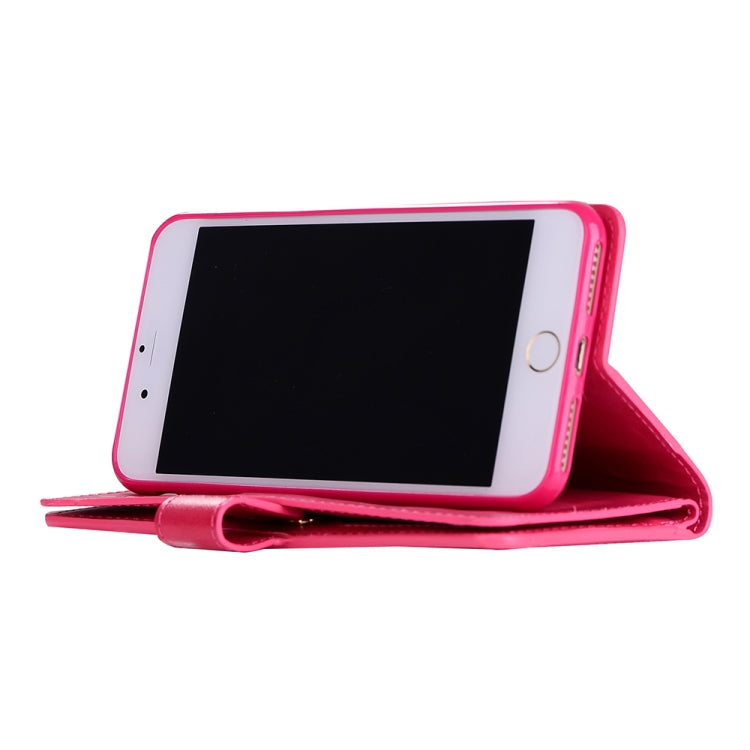 For iPhone 8 Plus & 7 Plus Multifunctional Zipper Horizontal Flip Leather Case with Holder & Wallet & 9 Card Slots & Lanyard