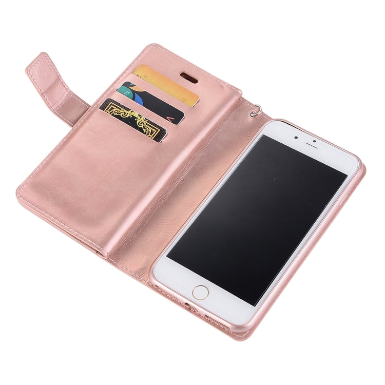 For iPhone 8 Plus & 7 Plus Multifunctional Zipper Horizontal Flip Leather Case with Holder & Wallet & 9 Card Slots & Lanyard
