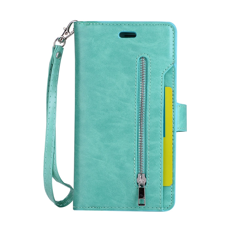 For iPhone 8 Plus & 7 Plus Multifunctional Zipper Horizontal Flip Leather Case with Holder & Wallet & 9 Card Slots & Lanyard