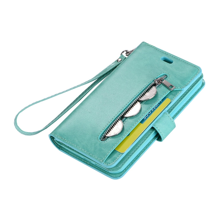 For iPhone 8 Plus & 7 Plus Multifunctional Zipper Horizontal Flip Leather Case with Holder & Wallet & 9 Card Slots & Lanyard