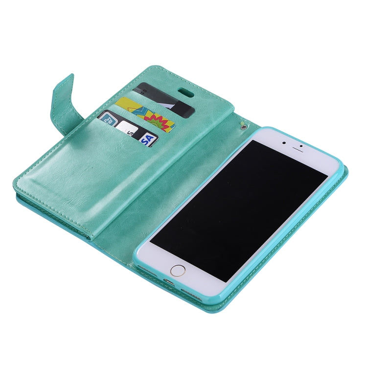 For iPhone 8 Plus & 7 Plus Multifunctional Zipper Horizontal Flip Leather Case with Holder & Wallet & 9 Card Slots & Lanyard