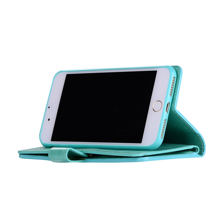 For iPhone 8 Plus & 7 Plus Multifunctional Zipper Horizontal Flip Leather Case with Holder & Wallet & 9 Card Slots & Lanyard