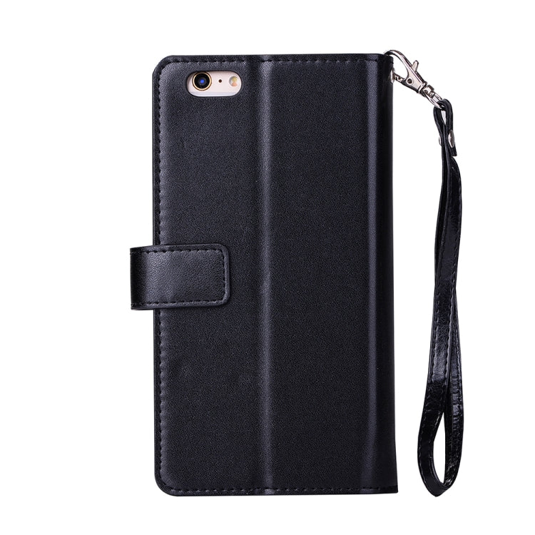For iPhone 6 Plus & 6s Plus Multifunctional Zipper Horizontal Flip Leather Case with Holder & Wallet & 9 Card Slots & Lanyard