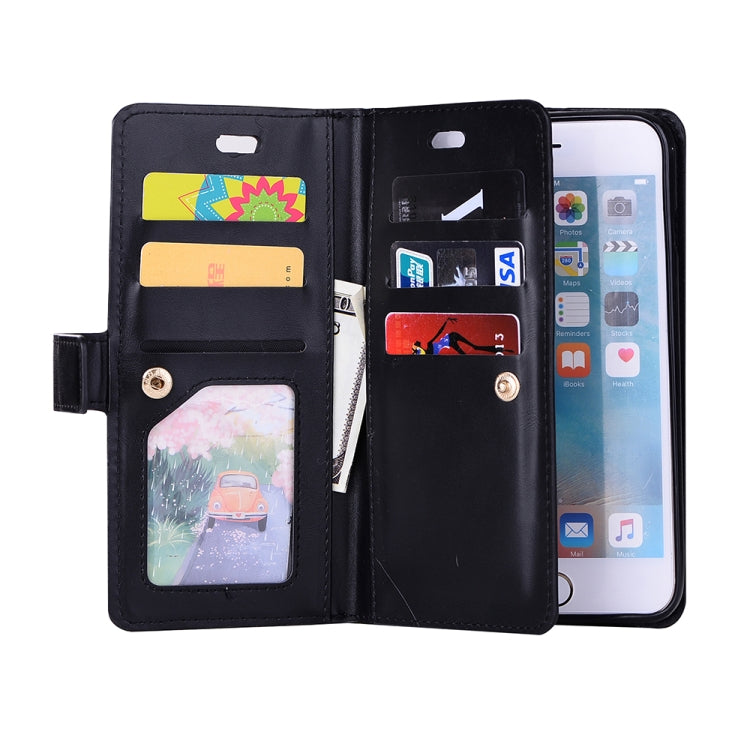 For iPhone 6 Plus & 6s Plus Multifunctional Zipper Horizontal Flip Leather Case with Holder & Wallet & 9 Card Slots & Lanyard