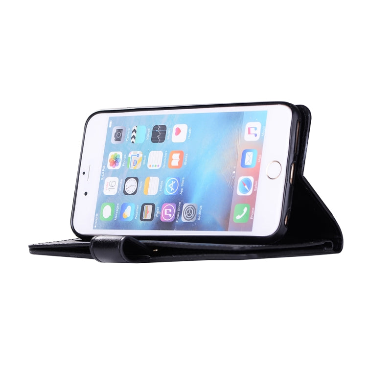 For iPhone 6 Plus & 6s Plus Multifunctional Zipper Horizontal Flip Leather Case with Holder & Wallet & 9 Card Slots & Lanyard