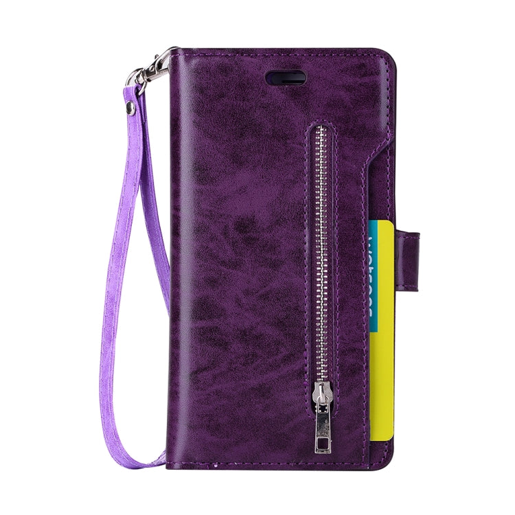For iPhone 6 Plus & 6s Plus Multifunctional Zipper Horizontal Flip Leather Case with Holder & Wallet & 9 Card Slots & Lanyard