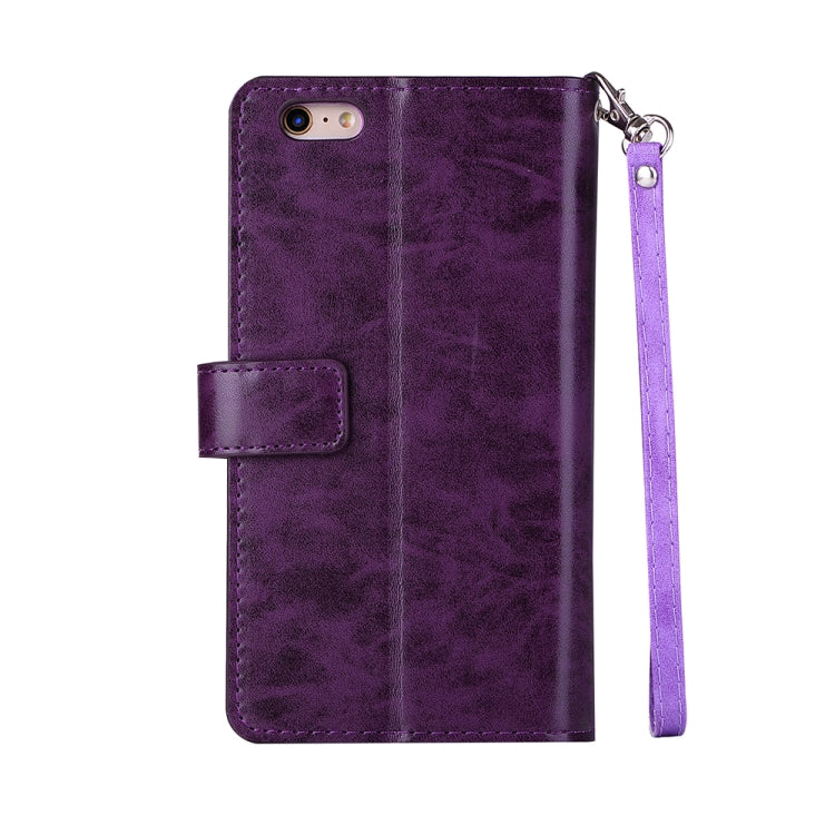 For iPhone 6 Plus & 6s Plus Multifunctional Zipper Horizontal Flip Leather Case with Holder & Wallet & 9 Card Slots & Lanyard