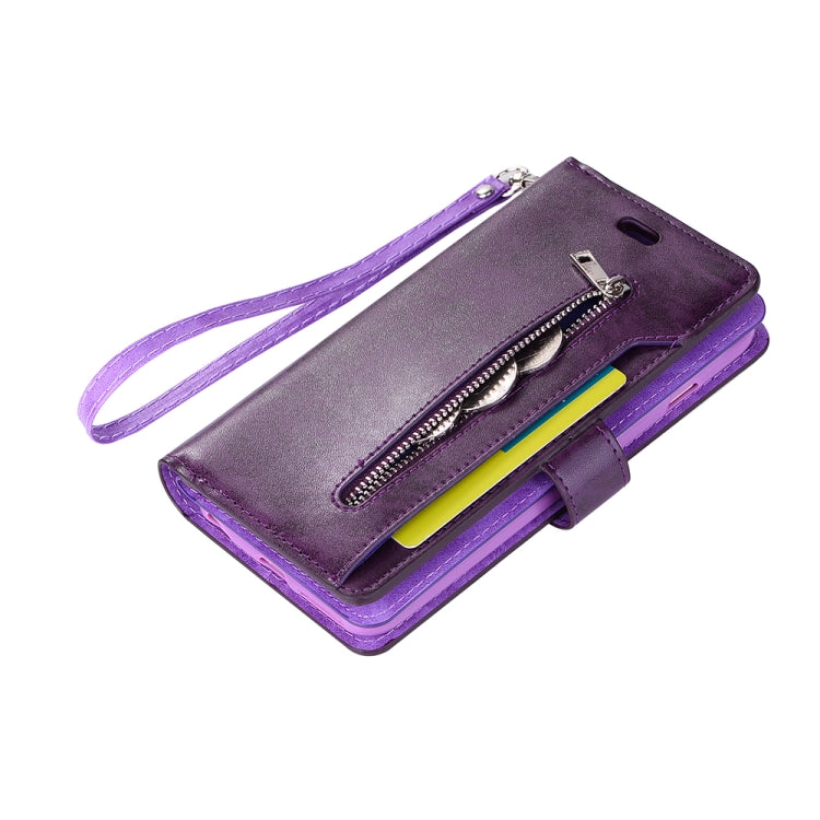 For iPhone 6 Plus & 6s Plus Multifunctional Zipper Horizontal Flip Leather Case with Holder & Wallet & 9 Card Slots & Lanyard