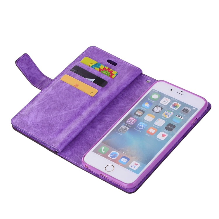 For iPhone 6 Plus & 6s Plus Multifunctional Zipper Horizontal Flip Leather Case with Holder & Wallet & 9 Card Slots & Lanyard