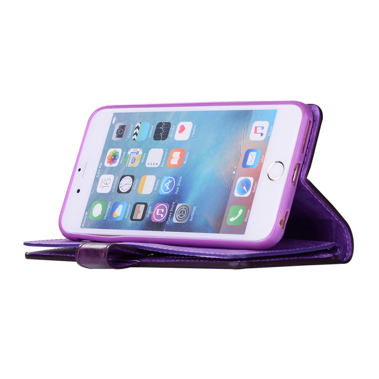 For iPhone 6 Plus & 6s Plus Multifunctional Zipper Horizontal Flip Leather Case with Holder & Wallet & 9 Card Slots & Lanyard