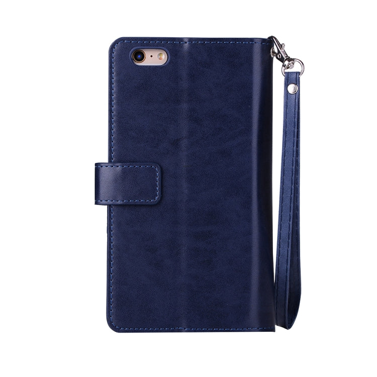 For iPhone 6 Plus & 6s Plus Multifunctional Zipper Horizontal Flip Leather Case with Holder & Wallet & 9 Card Slots & Lanyard
