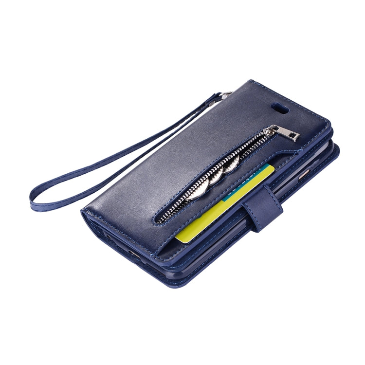 For iPhone 6 Plus & 6s Plus Multifunctional Zipper Horizontal Flip Leather Case with Holder & Wallet & 9 Card Slots & Lanyard