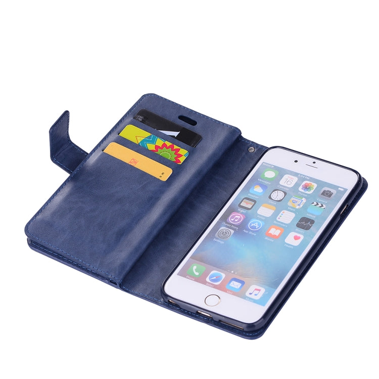 For iPhone 6 Plus & 6s Plus Multifunctional Zipper Horizontal Flip Leather Case with Holder & Wallet & 9 Card Slots & Lanyard