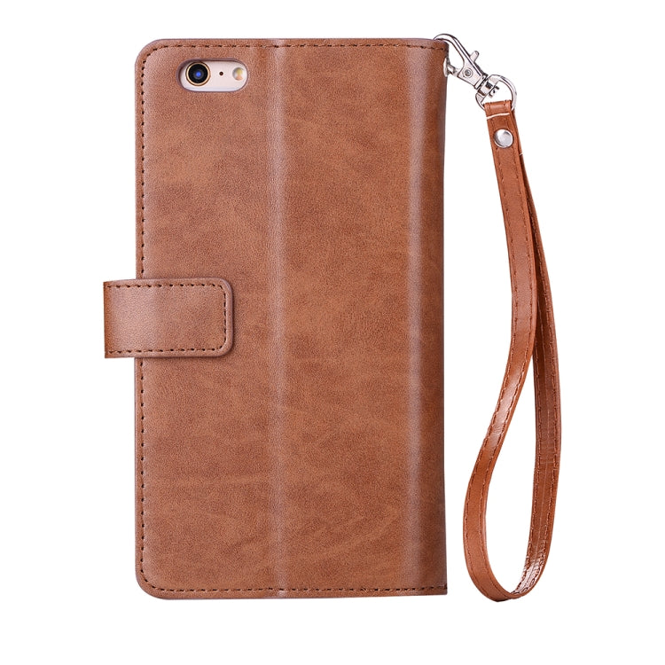 For iPhone 6 Plus & 6s Plus Multifunctional Zipper Horizontal Flip Leather Case with Holder & Wallet & 9 Card Slots & Lanyard