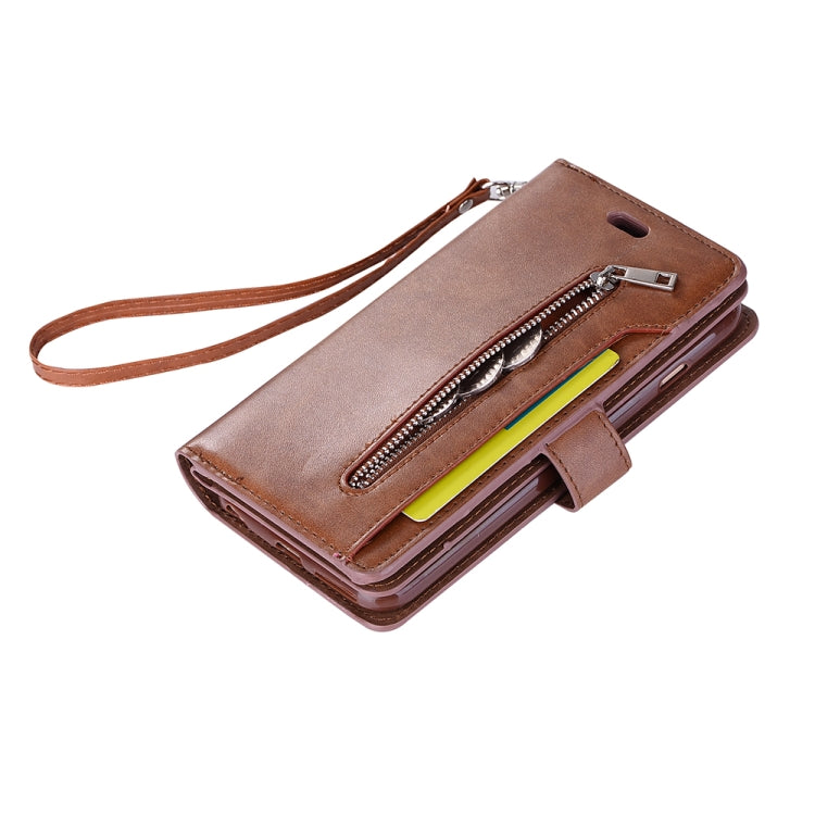 For iPhone 6 Plus & 6s Plus Multifunctional Zipper Horizontal Flip Leather Case with Holder & Wallet & 9 Card Slots & Lanyard