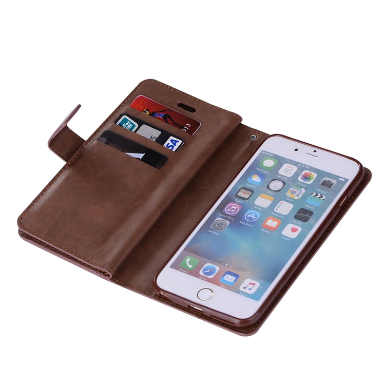 For iPhone 6 Plus & 6s Plus Multifunctional Zipper Horizontal Flip Leather Case with Holder & Wallet & 9 Card Slots & Lanyard