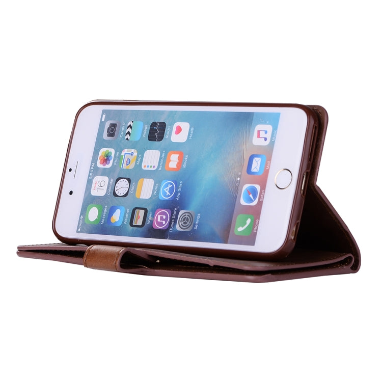 For iPhone 6 Plus & 6s Plus Multifunctional Zipper Horizontal Flip Leather Case with Holder & Wallet & 9 Card Slots & Lanyard