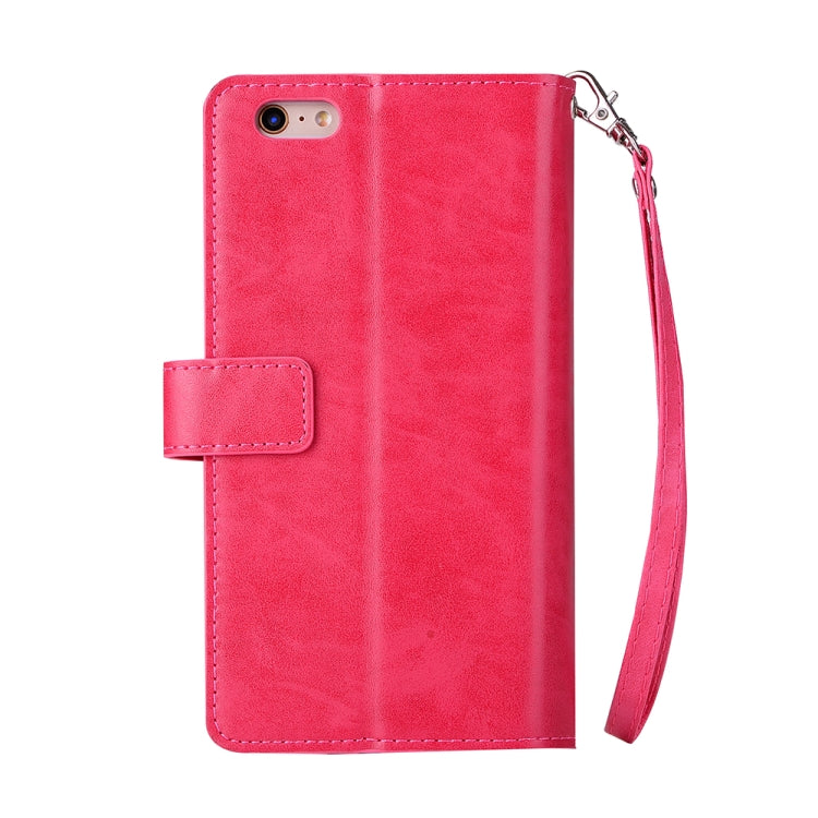 For iPhone 6 Plus & 6s Plus Multifunctional Zipper Horizontal Flip Leather Case with Holder & Wallet & 9 Card Slots & Lanyard