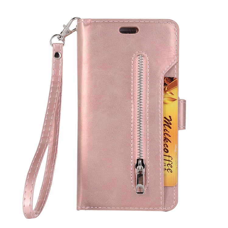 For iPhone 6 Plus & 6s Plus Multifunctional Zipper Horizontal Flip Leather Case with Holder & Wallet & 9 Card Slots & Lanyard