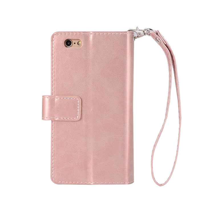 For iPhone 6 Plus & 6s Plus Multifunctional Zipper Horizontal Flip Leather Case with Holder & Wallet & 9 Card Slots & Lanyard