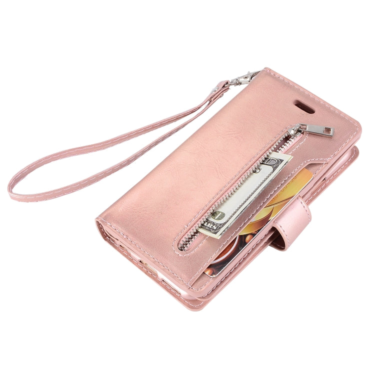 For iPhone 6 Plus & 6s Plus Multifunctional Zipper Horizontal Flip Leather Case with Holder & Wallet & 9 Card Slots & Lanyard