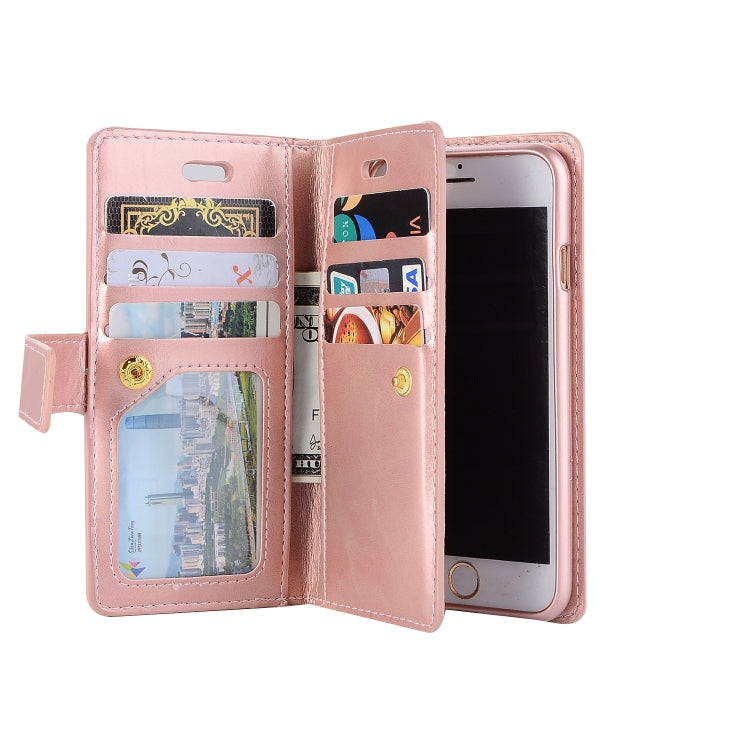 For iPhone 6 Plus & 6s Plus Multifunctional Zipper Horizontal Flip Leather Case with Holder & Wallet & 9 Card Slots & Lanyard