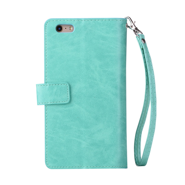 For iPhone 6 Plus & 6s Plus Multifunctional Zipper Horizontal Flip Leather Case with Holder & Wallet & 9 Card Slots & Lanyard