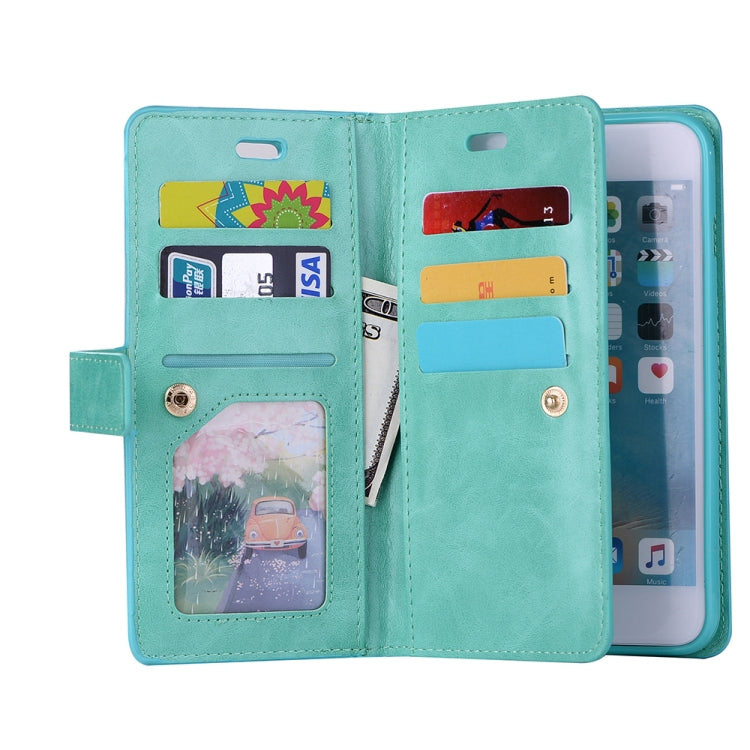 For iPhone 6 Plus & 6s Plus Multifunctional Zipper Horizontal Flip Leather Case with Holder & Wallet & 9 Card Slots & Lanyard