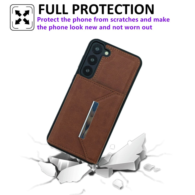 For Samsung Galaxy A55 5G Solid Color Metal Buckle Card Slots Bag Phone Case