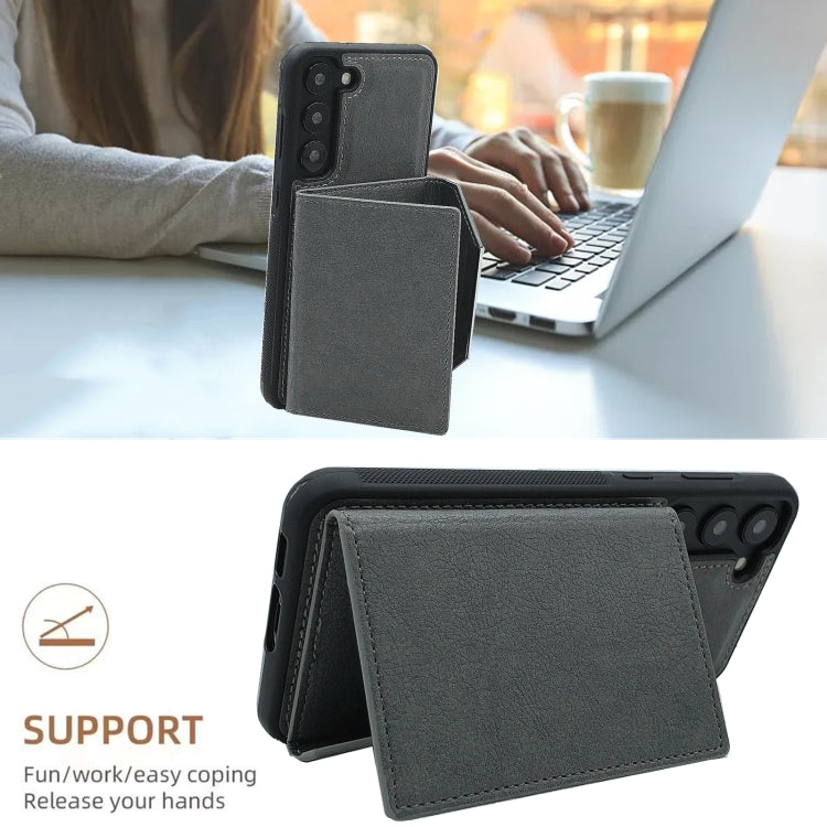 For Samsung Galaxy A15 4G / 5G Solid Color Metal Buckle Card Slots Bag Phone Case